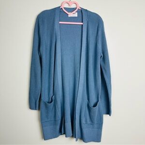 Old Navy Women's Blue Open Front Textured Stitch Long Line Cardigan Size Small